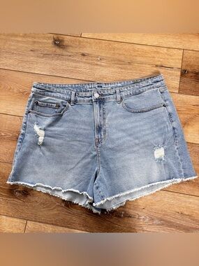 Torrid Plus Sz 18 Jean Shorts Comfort Stretch Denim High-rise Relaxed Distressed